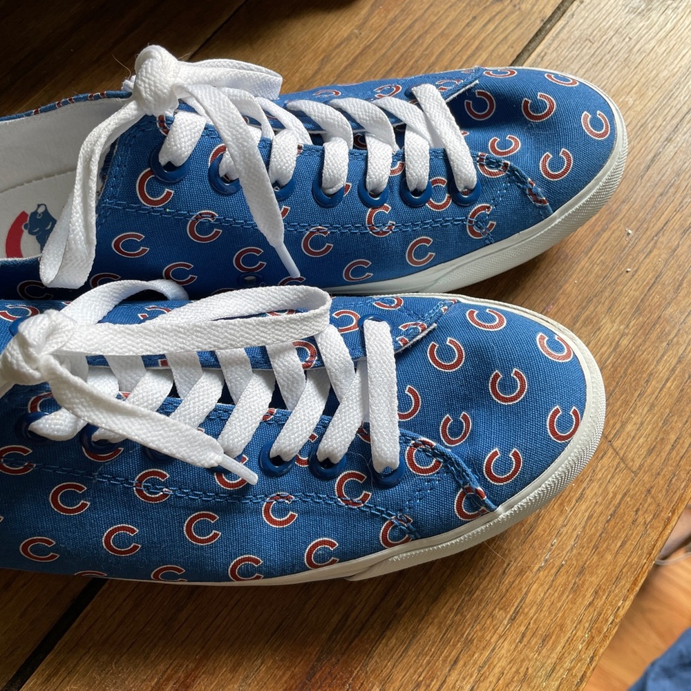 Blue Athletic Shoes with White Laces